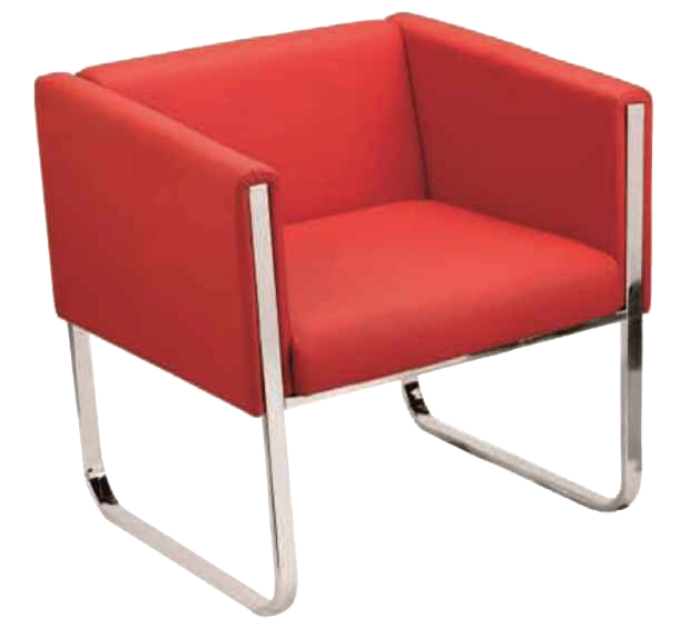 Sofa - In bold red fabric Color  With Side View