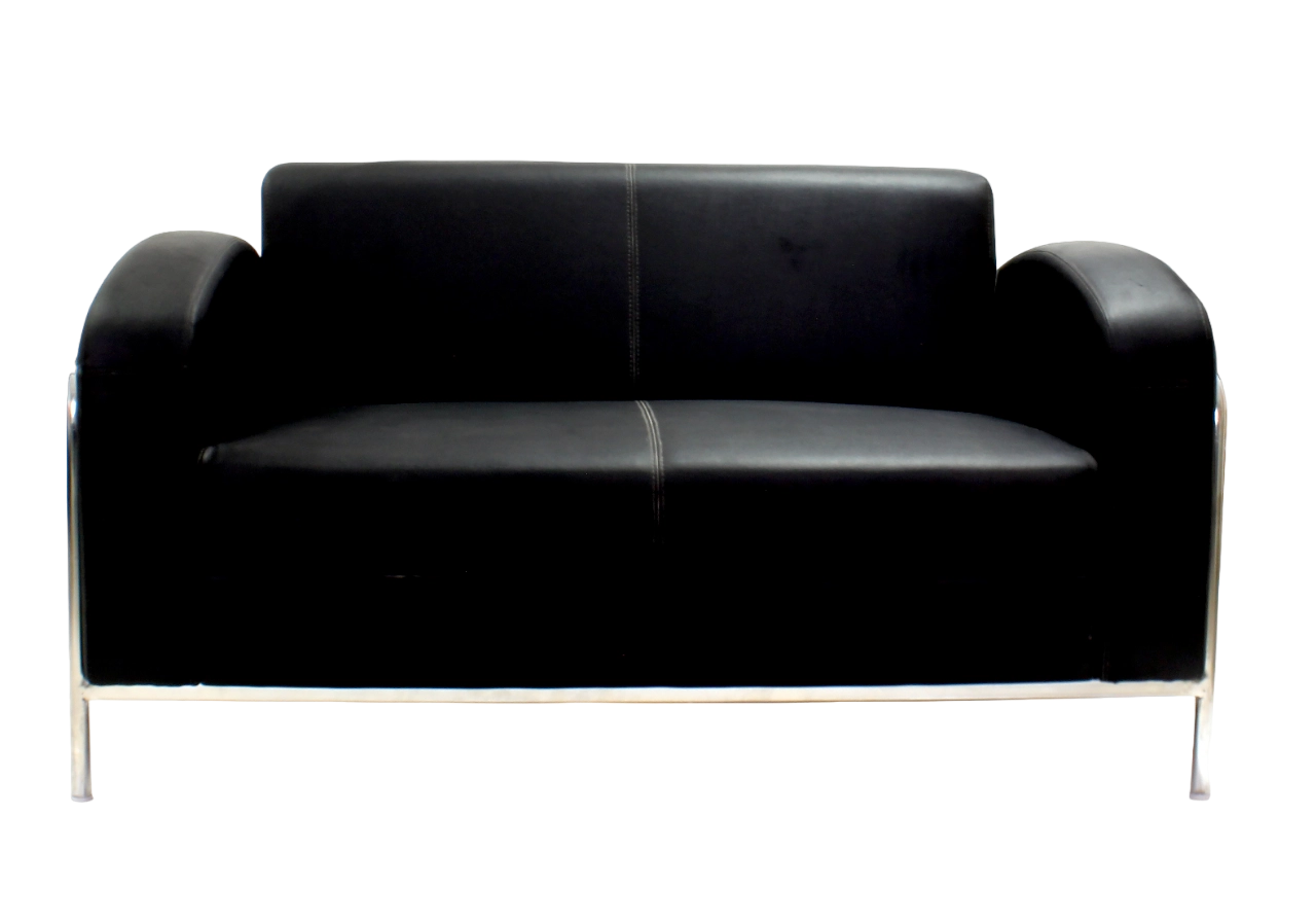 Black Leather 2 Seater Sofa