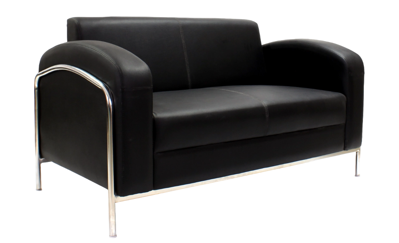 Black Leather 2 Seater Sofa